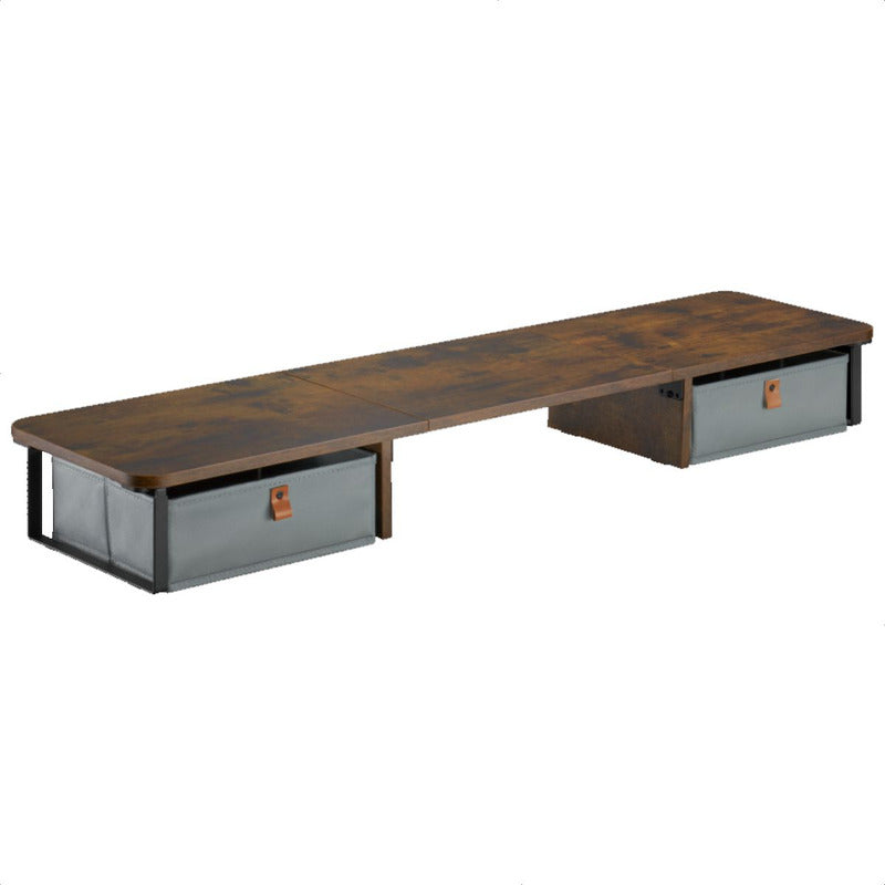 Base Eleva-monitor Madera Con 2 Cajones Techgo Tdb-1 Rústico