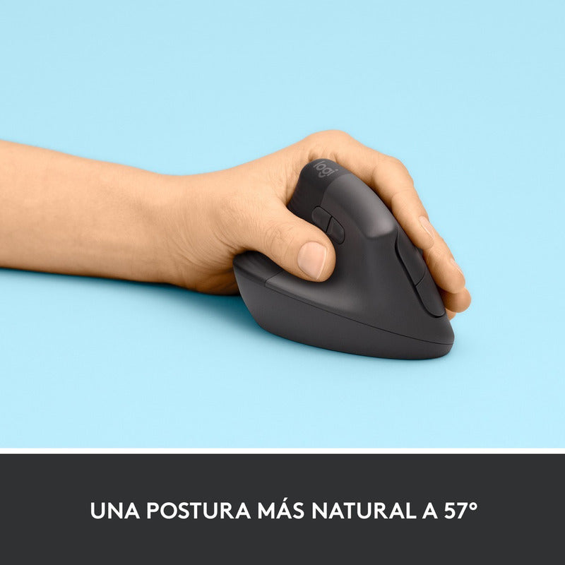 Mouse Ergonómico Vertical Logitech Lift Left, Inalámbrico para Manos Pequeñas y Medianas, Zurdo