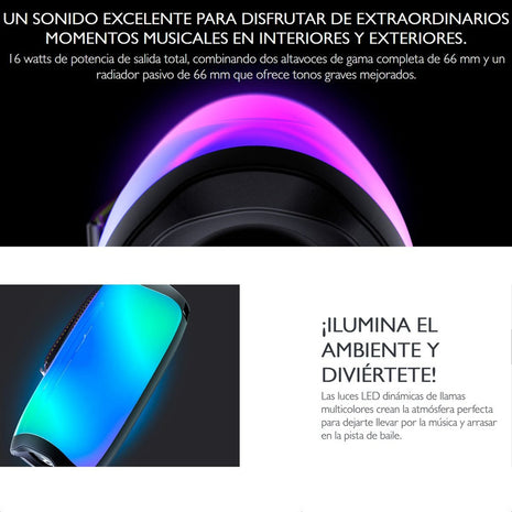 Parlante Bluetooth Portátil Klip Xtreme ZoundFire Pro con Luces LED Dinámicas y Protección IPX6