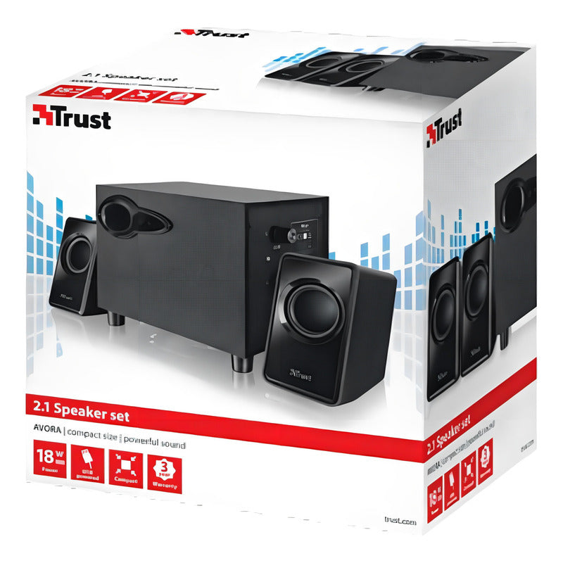 Parlantes Trust Avora 2.1 Usb Subwoofer Set Negro 18w