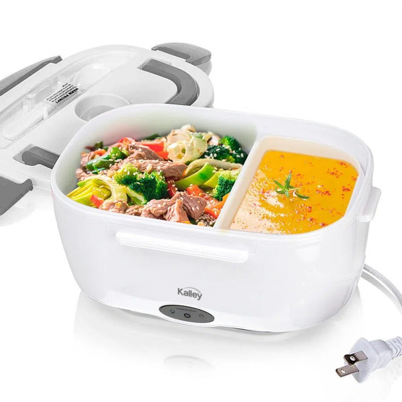 Lonchera Eléctrica Kalley Porta Comida 1.1lt, Garantía 1 Año Blanco/gris