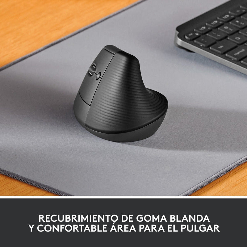 Mouse Ergonómico Vertical Logitech Lift Left, Inalámbrico para Manos Pequeñas y Medianas, Zurdo