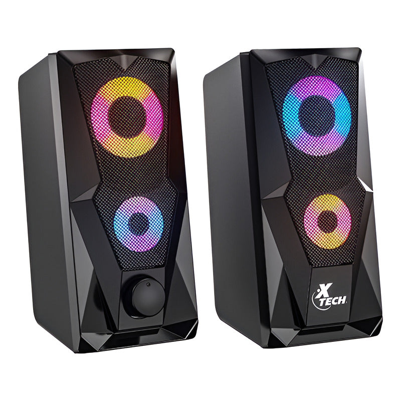 Parlantes Estéreo 2.0 Xtech Fireshot, Luces Led, Usb/3.5mm