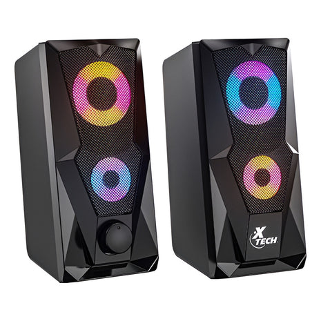 Parlantes Estéreo 2.0 Xtech XTS-131 FireShot con Luces LED, Conexiónes USB/3.5mm