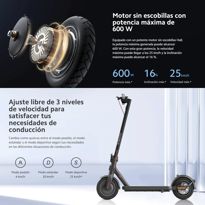 Monopatín Eléctrico Xiaomi Electric Scooter 4, 25 Km/h Negro