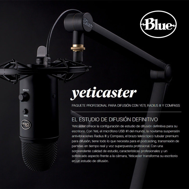 Combo Micrófono Yeti + Radius Iii + Compass, Blue Yeticaster