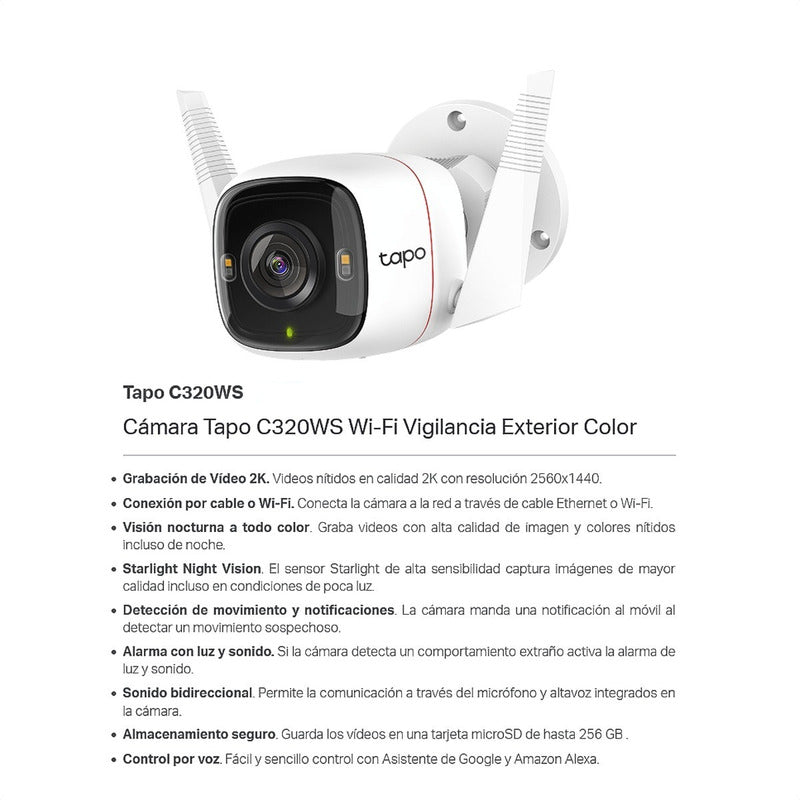 Cámara Ip Wifi Exterior 2k Color Tp-link Tapo C320ws + 64gb