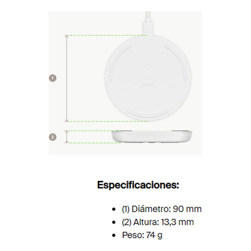 Base De Carga Pad Inalámbrica Qi 10w Belkin Boostcharge, Bk