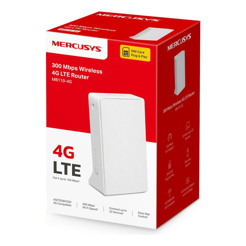 Router Inalámbrico 4G LTE con Sim Card Mercusys MB110-4G Red WiFi hasta 300Mbps