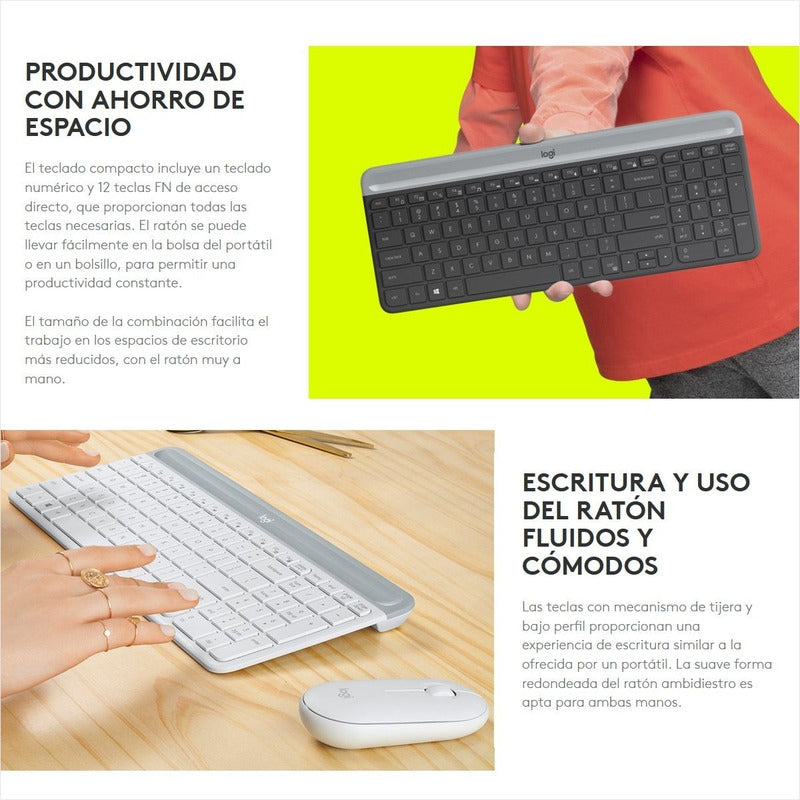 Combo Teclado Y Mouse Inalámbricos Delgados, Logitech Mk470
