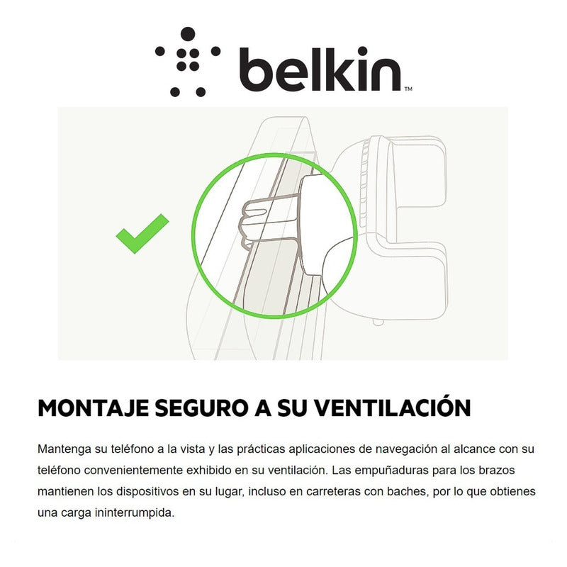 Cargador De Carro Inalámbrico Qi Belkin Carga Rápida Rejilla