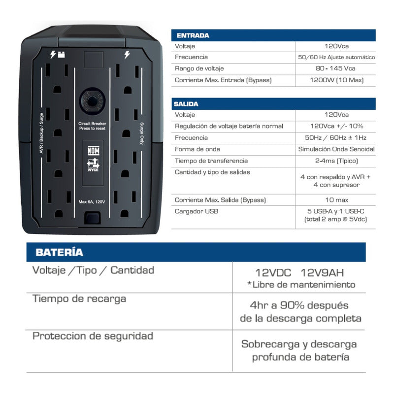 Ups Chicago Digital R-series R-upr 1008 1000va 120v 1000va/500w
