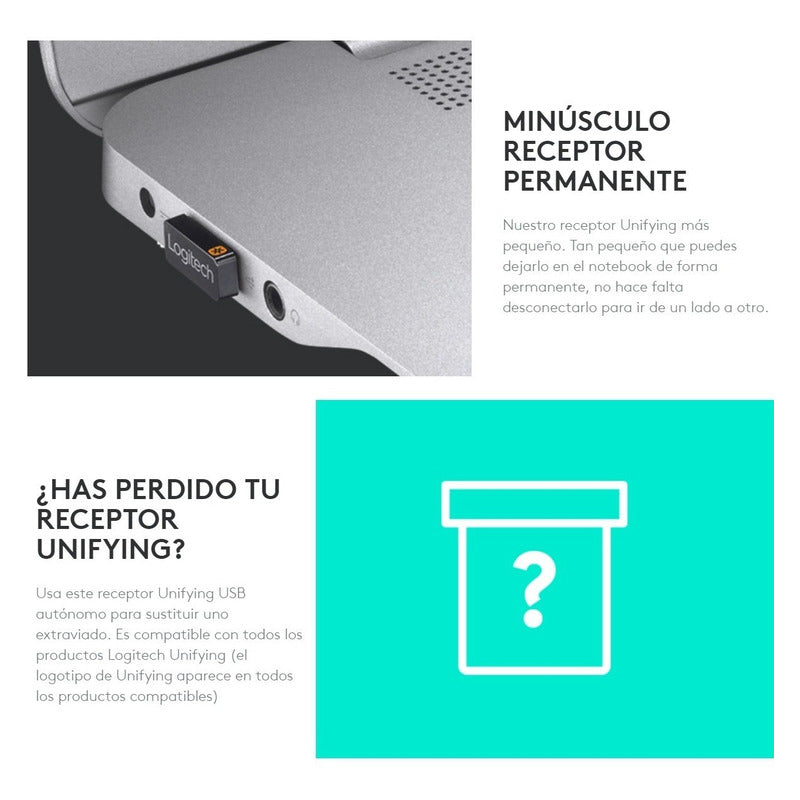 Receptor USB Logitech Unifying Conecta hasta 6 Teclados y Mouse Compatibles