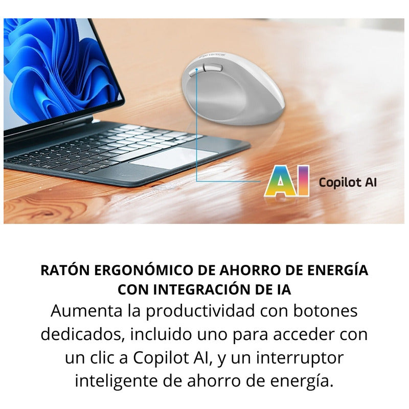Mouse Vertical Inalámbrico Genius Ergo 8350s, 6 Botones, Blk