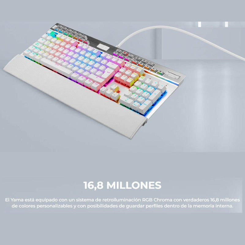 Teclado Gamer Mecánico Redragon K550 Yama, Luces Rgb, Blanco