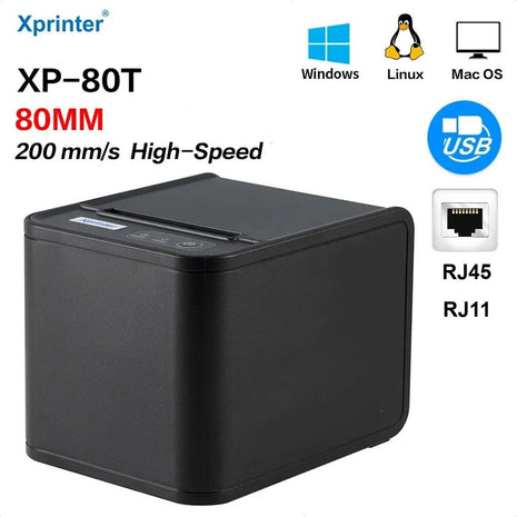 Impresora Térmica POS 80mm de Alta Velocidad (USB+LAN) con Cortador - Negro
