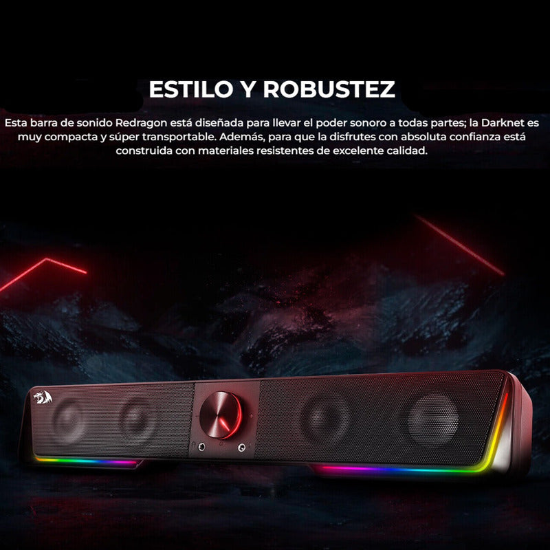 Barra de Sonido Gamer Redragon GS570 Darknets RGB, Bluetooth y 3.5mm