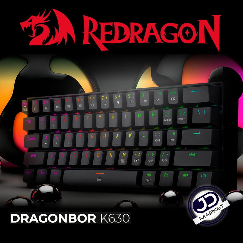 Teclado Gamer Redragon K630-rgb-sp Dragonborn 60%, Sw-red