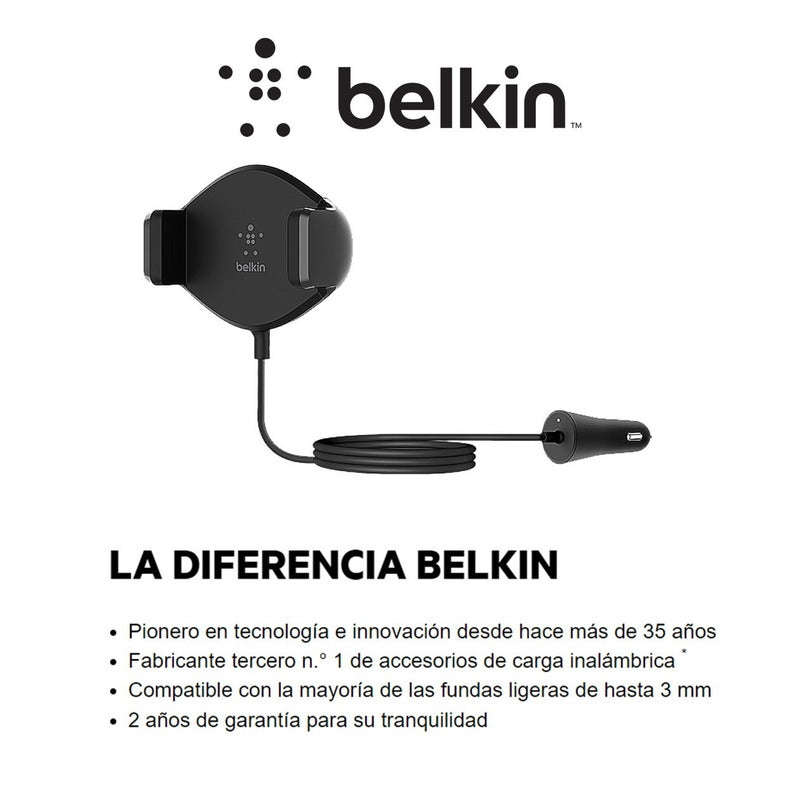 Cargador De Carro Inalámbrico Qi Belkin Carga Rápida Rejilla