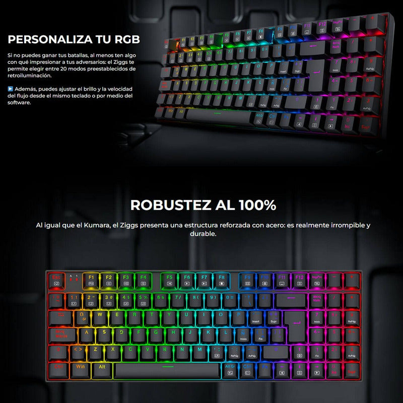 Teclado Gamer Redragon Ziggs K669-rgb 94 Teclas, Sw Red, Esp
