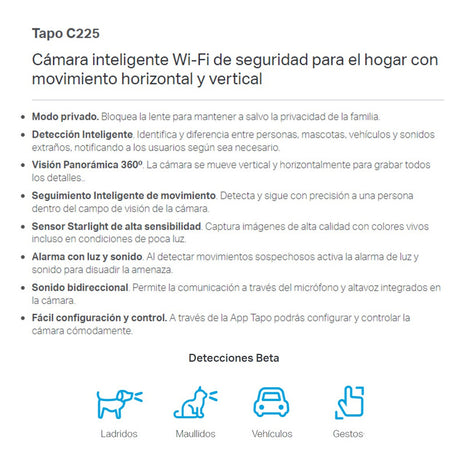 Tp-link, Cámara Ip Wifi Robótica, Tapo C225 + Microsd 256 Gb