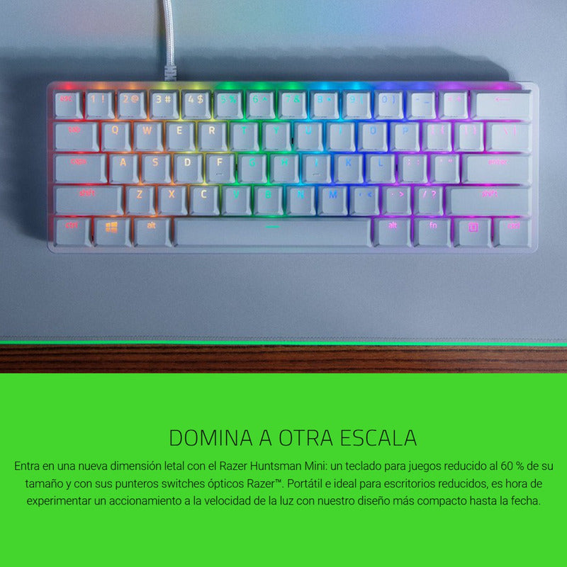 Razer Huntsman Mini, Teclado Gamer 60%, Chroma Rgb, Eng Wht