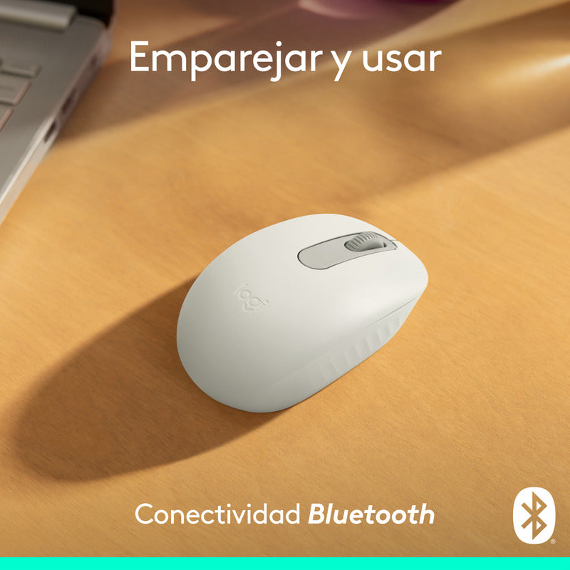 Mouse Inalámbrico Bluetooth Logitech M196 Diseño Ambidiestro Cómodo y Compacto - Blanco