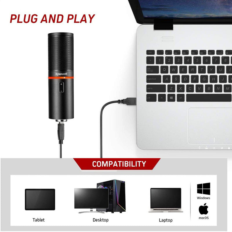 Redragon Gm300 Blazar, Micrófono Cardioide Gamer / Streaming