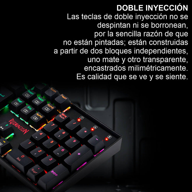 Teclado Gamer Mecánico Redragon K551 Mitra, Iluminación Rgb