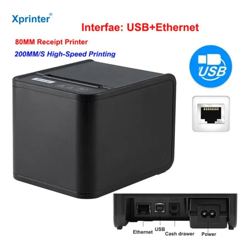Impresora Térmica Pos 80mm (usb+lan) Alta Velocidad Cortador Negro