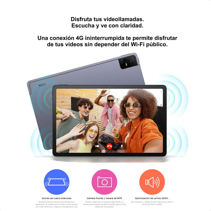 Tablet TCL Tab 11 4G LTE + Flip Case + T-Pen, Pantalla 11” 2K NXTVISION 128GB/4GB 8MP 8000mAh - Gris