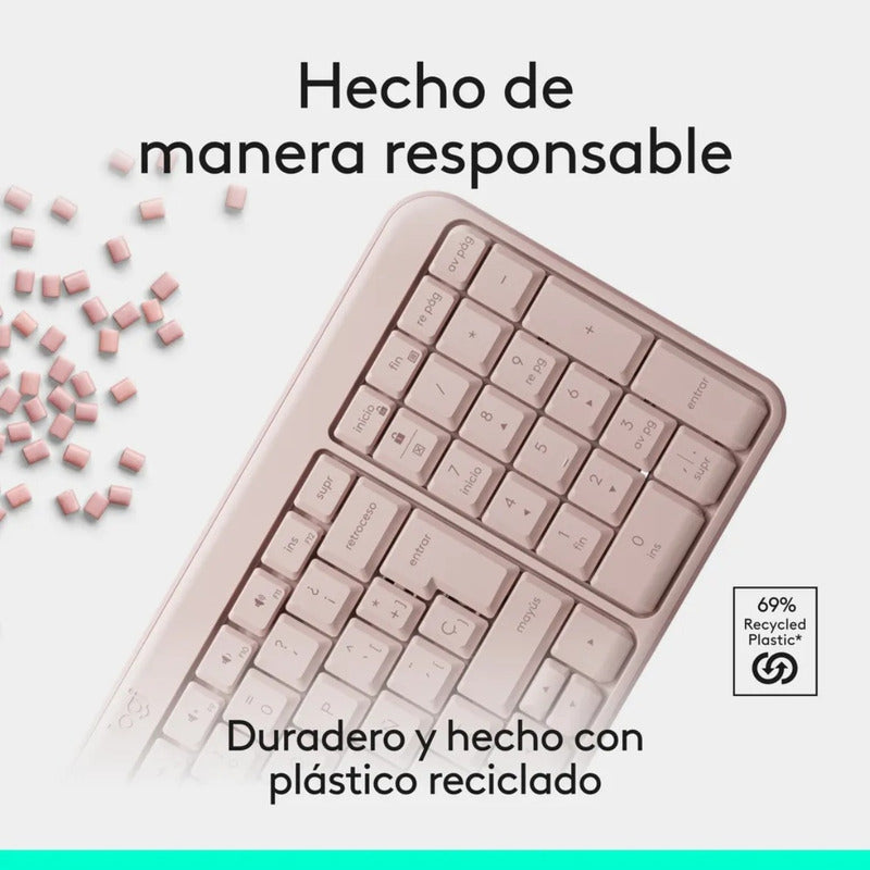 Teclado Bluetooth Inalámbrico Logitech K250 Compacto, Rosa
