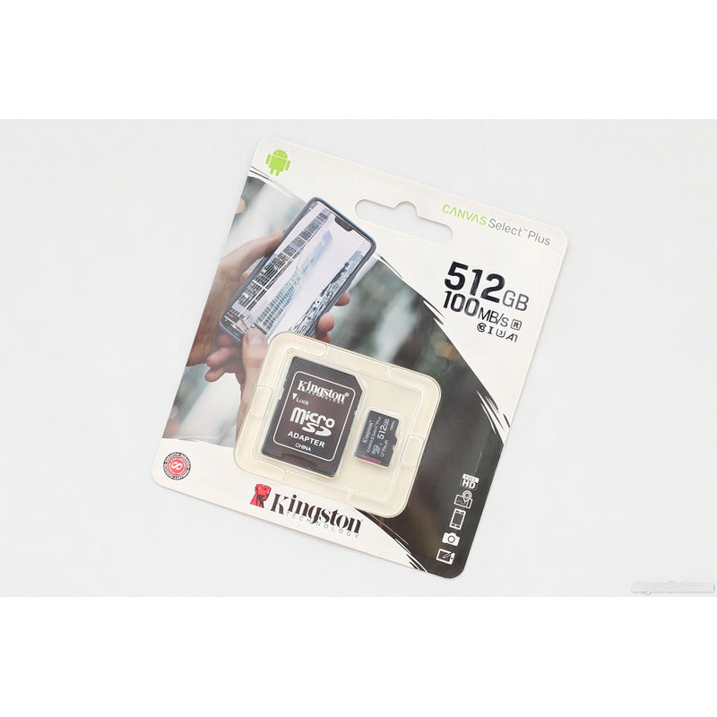 Memoria Micro SD Kingston 512GB Canvas Select Plus A1 C10 U3 V30 100MB/s con Adaptador SD - Original