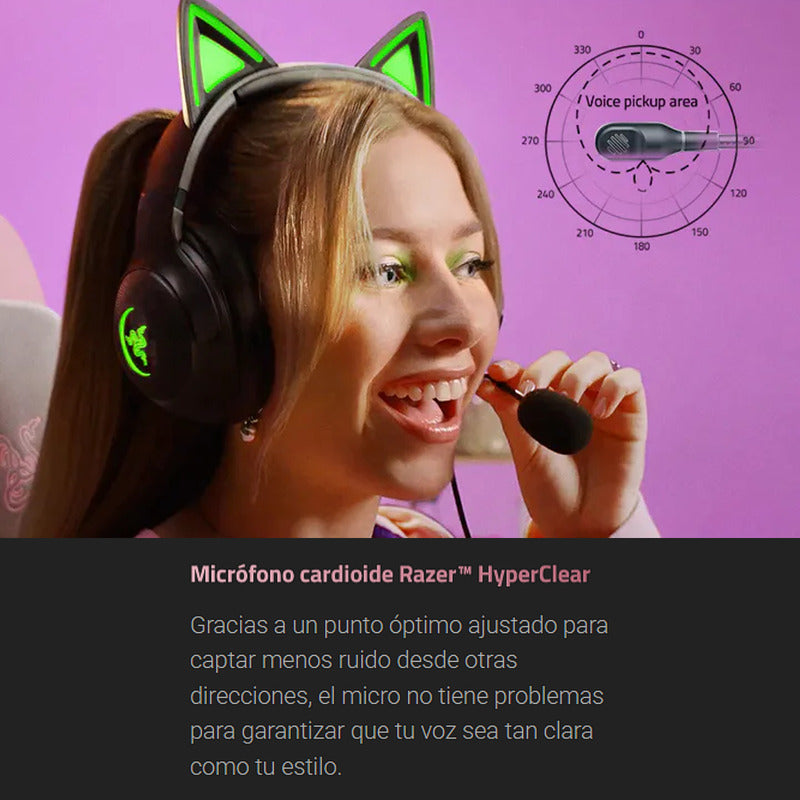Diadema Gamer Inalámbrica Bt Razer Kraken Kitty V2, Rosa