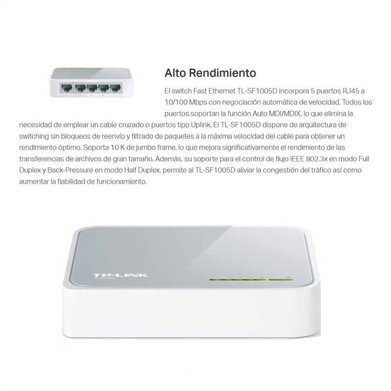 Switch De Escritorio De 5 Puertos 10/100, Tp-link Tl-sf1005d