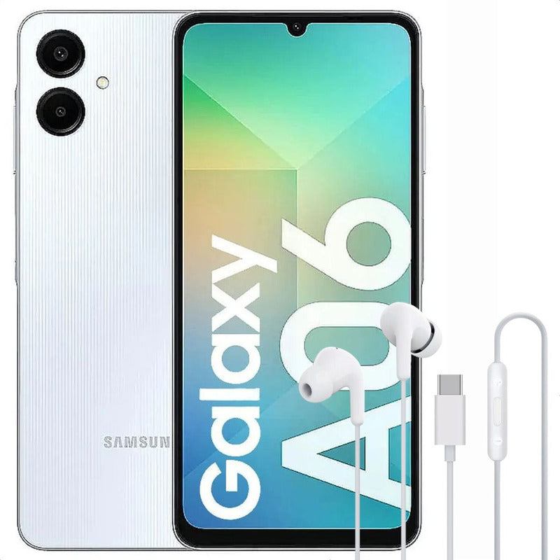 Celular Samsung Galaxy A06 128gb/4gb Azul + Audífonos Tipo C