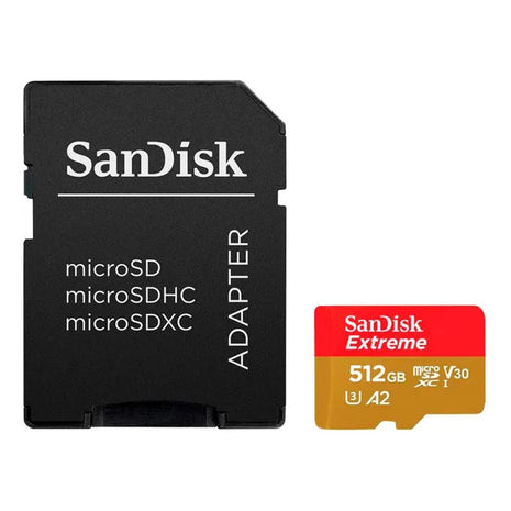 Tarjeta Micro Sdxc 512gb Sandisk Extreme, 4k U3 A2, 190mb/s