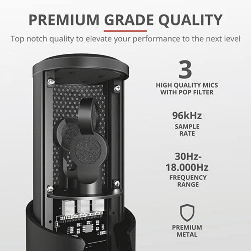 Micrófono Usb Streaming 4-en-1 Trust Gxt 258 Fyru, Iluminado