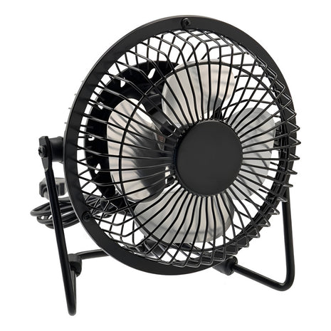 Ventilador Usb Portátil 20cm Metálico Ajustable / Silencioso Negro
