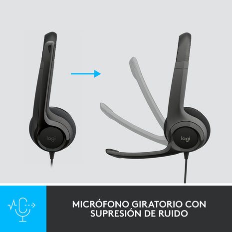 Audífonos Diadema USB Logitech H390 Micrófono Supresión de Ruido Audio Digital Control Mute - Negro