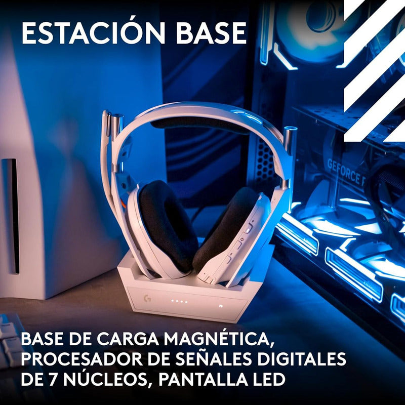 Diadema Gamer Logitech Astro A50 Gen5 Lightspeed + Base, Wht