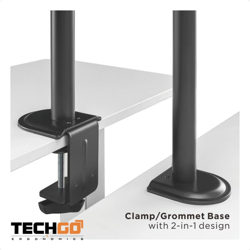 Soporte Doble Escritorio Para Monitor 17~32, Techgo Spm-1104 Negro
