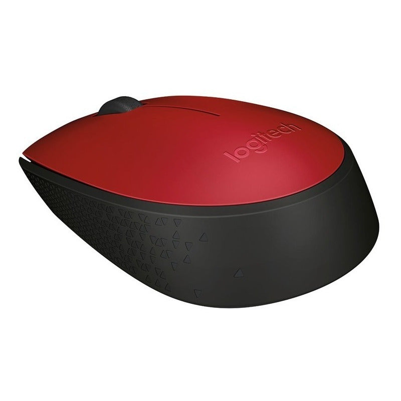Mouse Inalámbrico Logitech M170 Receptor USB 2.4GHz Batería 12 Meses Diseño Portátil Ambidiestro - Rojo/Negro