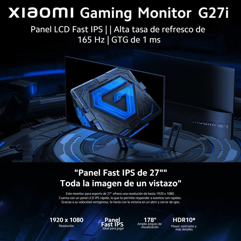 Xiaomi Gaming Monitor G27i, Panel Fast Ips, 1080p, 165hz/1ms Negro
