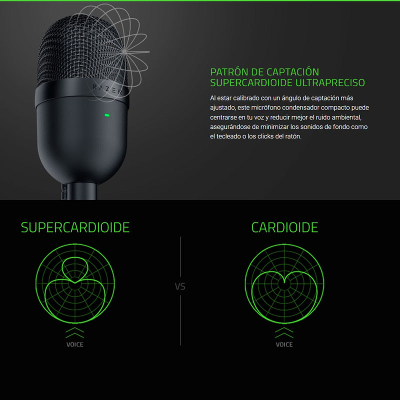 Micrófono Gamer Razer Seiren Mini Condensador Supercardioide Negro Clásico