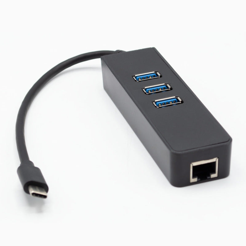 Hub USB Tipo C » 3 Puertos USB 3.0 + 1 Ethernet Rj45 Gigabit