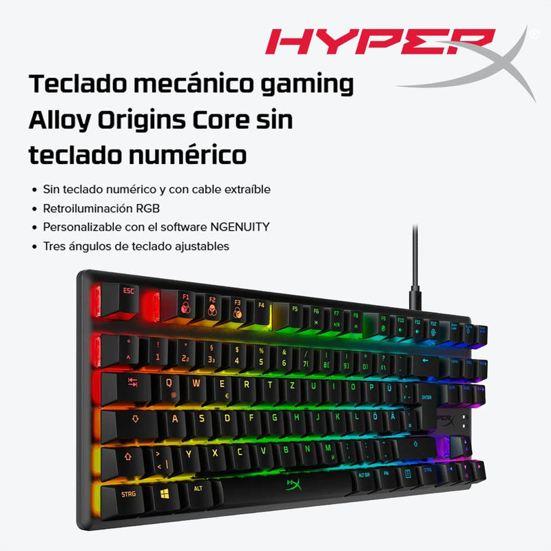 Teclado Gamer Mecánico Hyperx Alloy Origins Core Rgb / Red