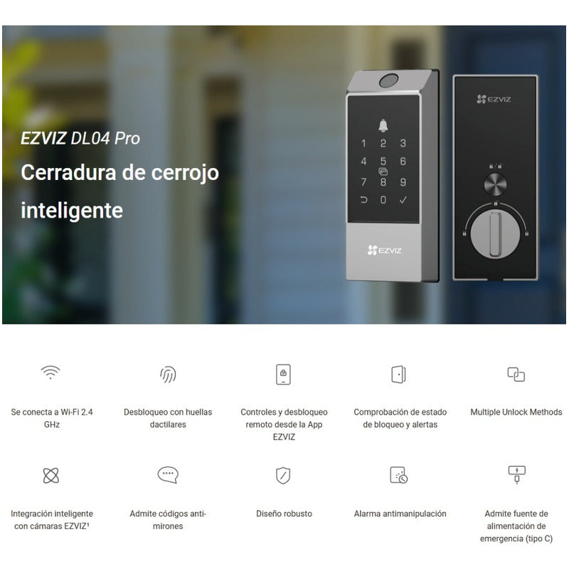 Cerradura Digital Inteligente Con Huella Wifi Ezviz Dl04 Pro