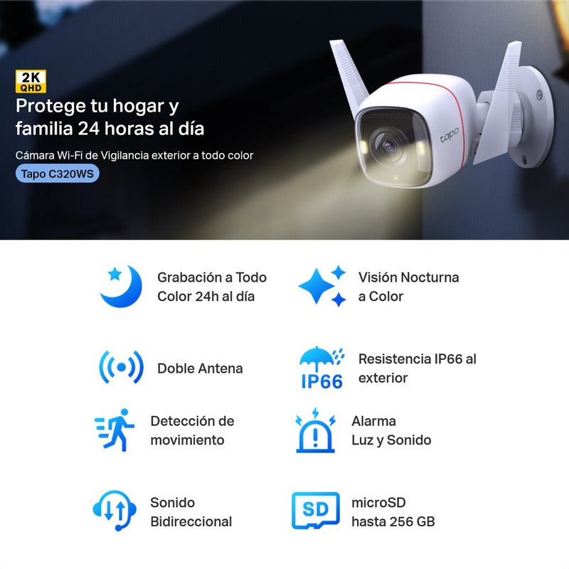 Cámara Ip Wifi Exterior 2k Color Tp-link Tapo C320ws + 128gb