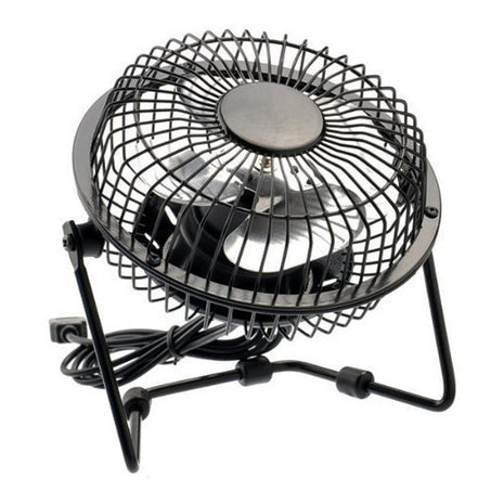 Ventilador Usb Portátil 20cm Metálico Ajustable / Silencioso Negro